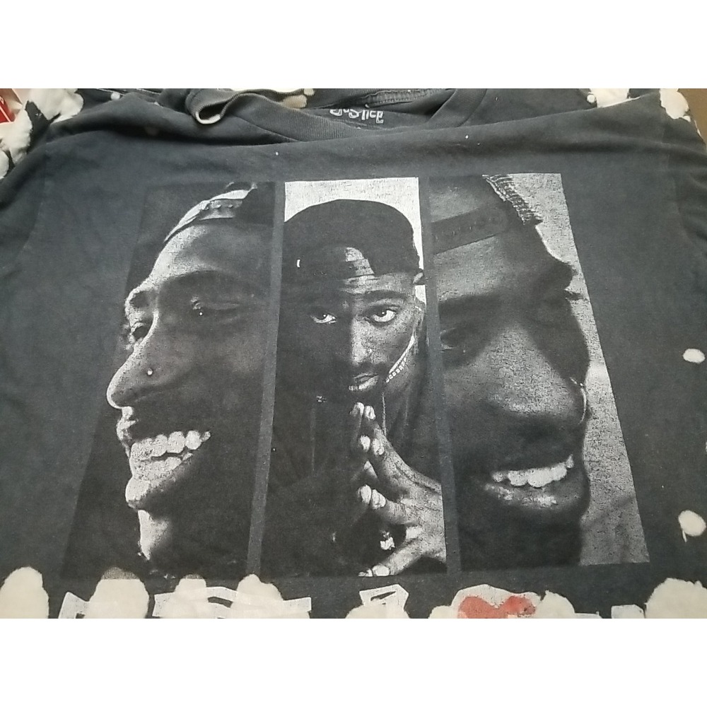 Poetic Justice Tupac Short Sleeve‎ Graphic Print Shirt Large Crew Neck